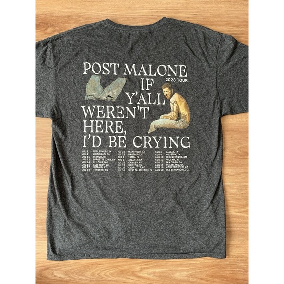New Post Malone 2023 Tour 12TH Anniv. If Y'all Weren't Here I'd Be Crying Size L - Picture 2 of 5